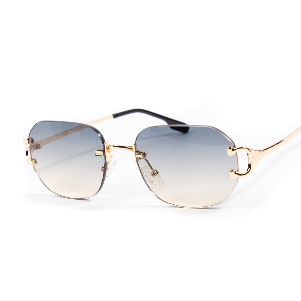 Gray And Tan Gradient Hip Hop Mens Luxury Gold Frame Fashion Sunglasses - Picture 2 of 5